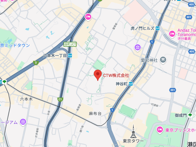 Map showing Tokyo office location